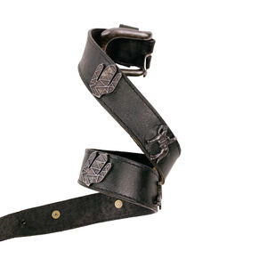 Vintage Patricia Green Details Cactus Horse Conchos Black Leather Size Small 31"